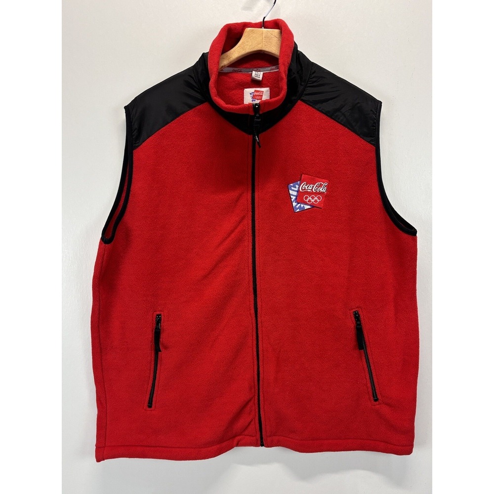Vintage 2002 Coca Cola Salt Lake City Olympics Fleece Vest Jacket X-Large Red